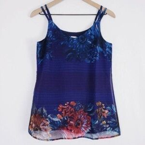 Navy Blue Floral Double-Strap Women's Camisole